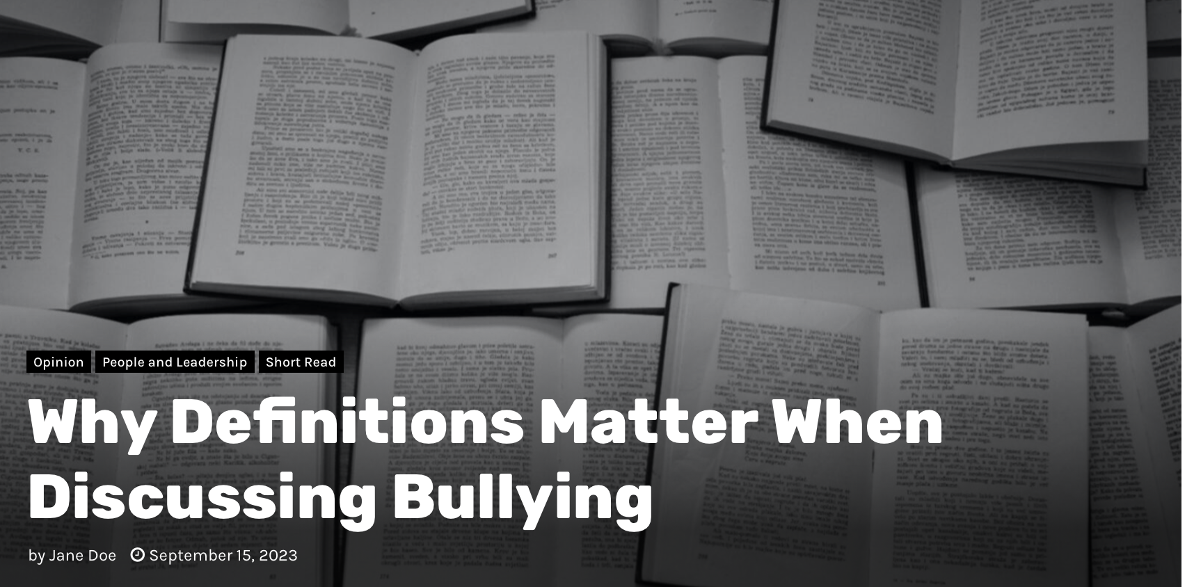15 September 2023 - Why Definitions Matter When Discussing Bullying