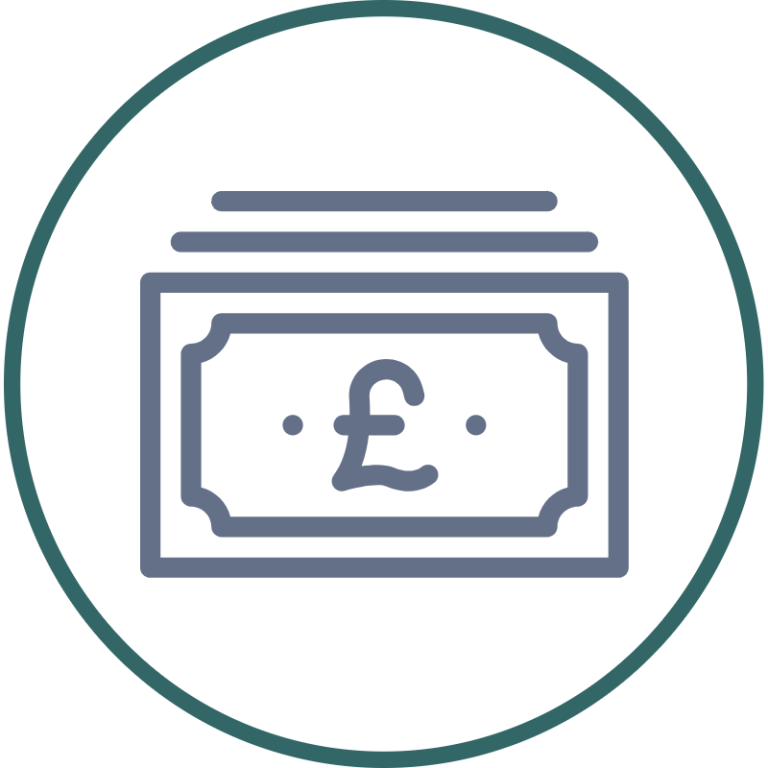 An envelope with cash and banknotes peeking out.