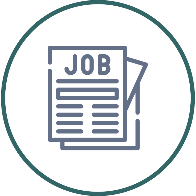 Minimalist illustration of a job application form with a person icon.