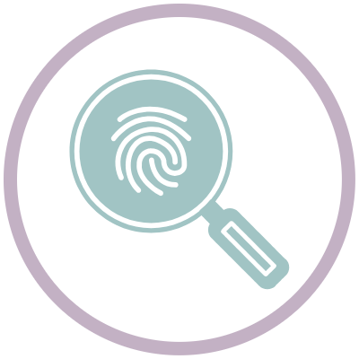 Magnifying glass over a document with a question mark.