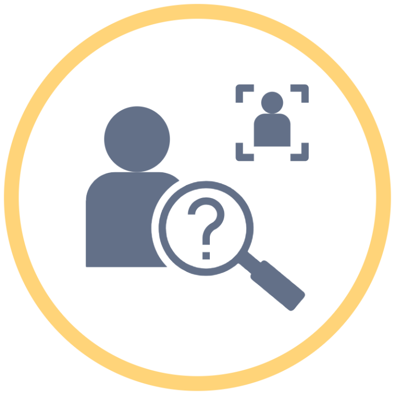 Icons representing user profiles alongside check and cross marks.