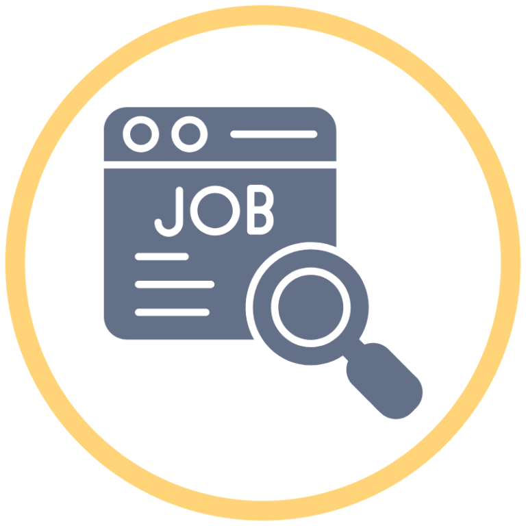 Minimalist illustration of a job application form with a person icon.