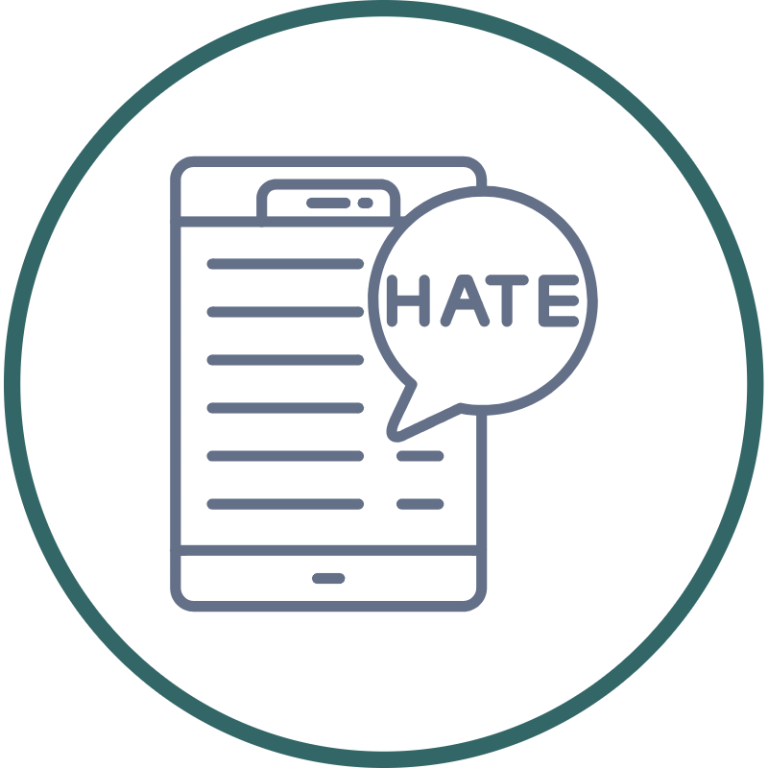 A figure with a sad expression with to a group of people.